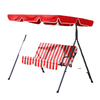 3-Seater Outdoor Porch Swing with Adjustable Canopy, Patio Swing Chair for Garden, Poolside, Backyard, Red