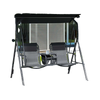 2 Person Covered Porch Swing Patio Swing with Pivot Storage Table, Cup Holder, & Adjustable Overhead Canopy, Black