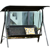 2-Person Porch Swing Chair, 2 Seater Patio Swing Bench w/ Adjustable Canopy, Breathable Seat for Garden, Poolside, Black