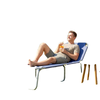 Folding Outdoor Lounge Chair Reclining Tanning Chair with Breathable Mesh Fabric for Patio Garden Pool, Navy Blue