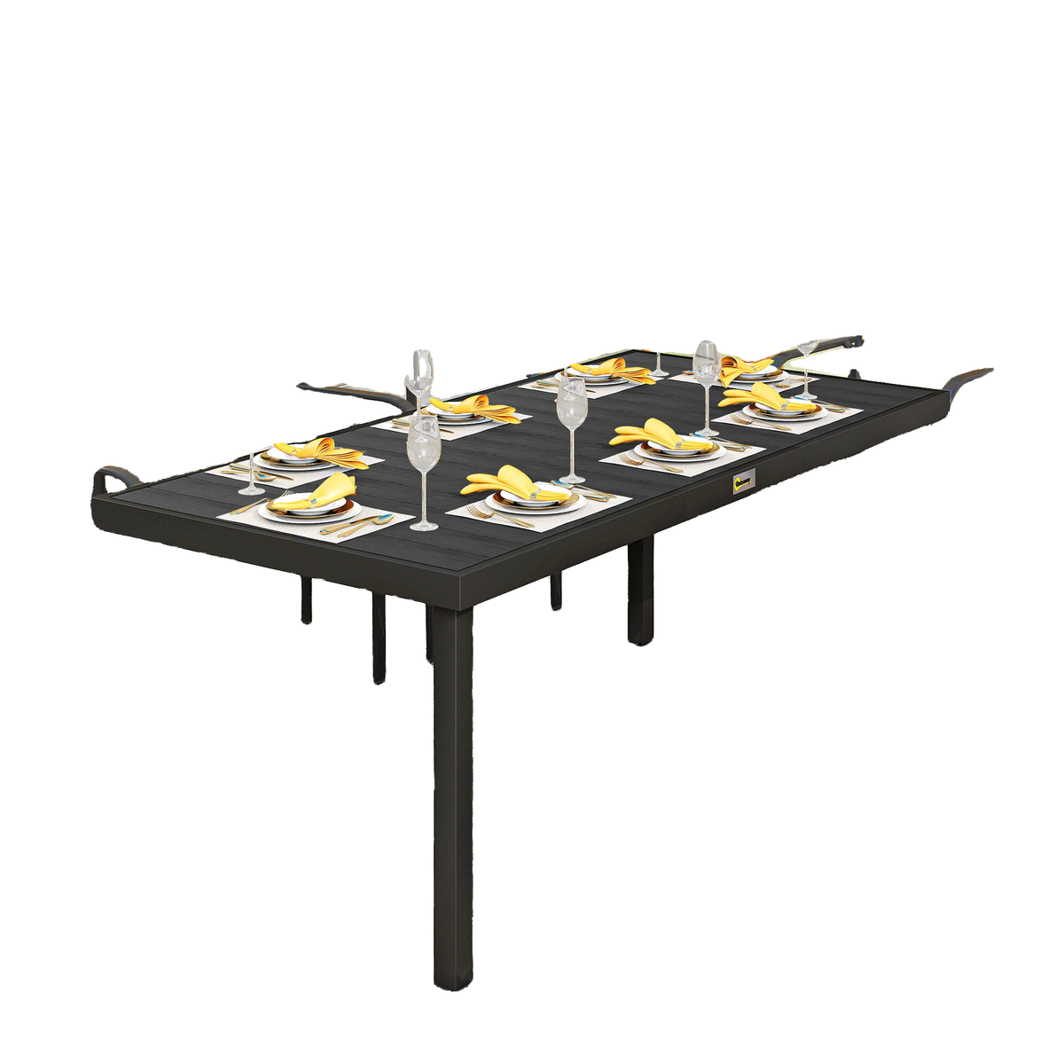 Patio Dining Table for 8, Rectangular Aluminum Outdoor Table for Garden Lawn Backyard, Black