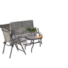 Outdoor 4 Pieces Patio Furniture Set, Garden Set with Two Foldable Armchairs, a Loveseat & Glass Top Table, Mixed Grey