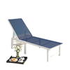 Outdoor Lounge Chair, 5-Position Reclining Outdoor Chaise Lounge Tanning Chair with Mesh Seat, Dark Blue