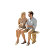 2-Person Outdoor Bench, Wood Garden Bench with Wagon Wheel Legs, Slatted Seat for Patio, Park, Backyard, Natural Wood