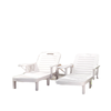 Set of 2 Tanning Chair, 5 Positions Adjustable Outdoor Lounge Chairs with Foldable Side Table, Dark Grey