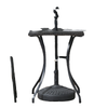 Patio Wicker Dining Table with Umbrella Hole, 34 Inch Outdoor PE Rattan Coffee Table with Plastic Board Under the Woven Table Top for Patio, Garden, Balcony, Mixed Brown