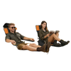 Set of 2 Reclining Camping Chair with Foot Rest, Folding Camping Chair w/ Headrest, Cup Holder, Storage Bag, Orange