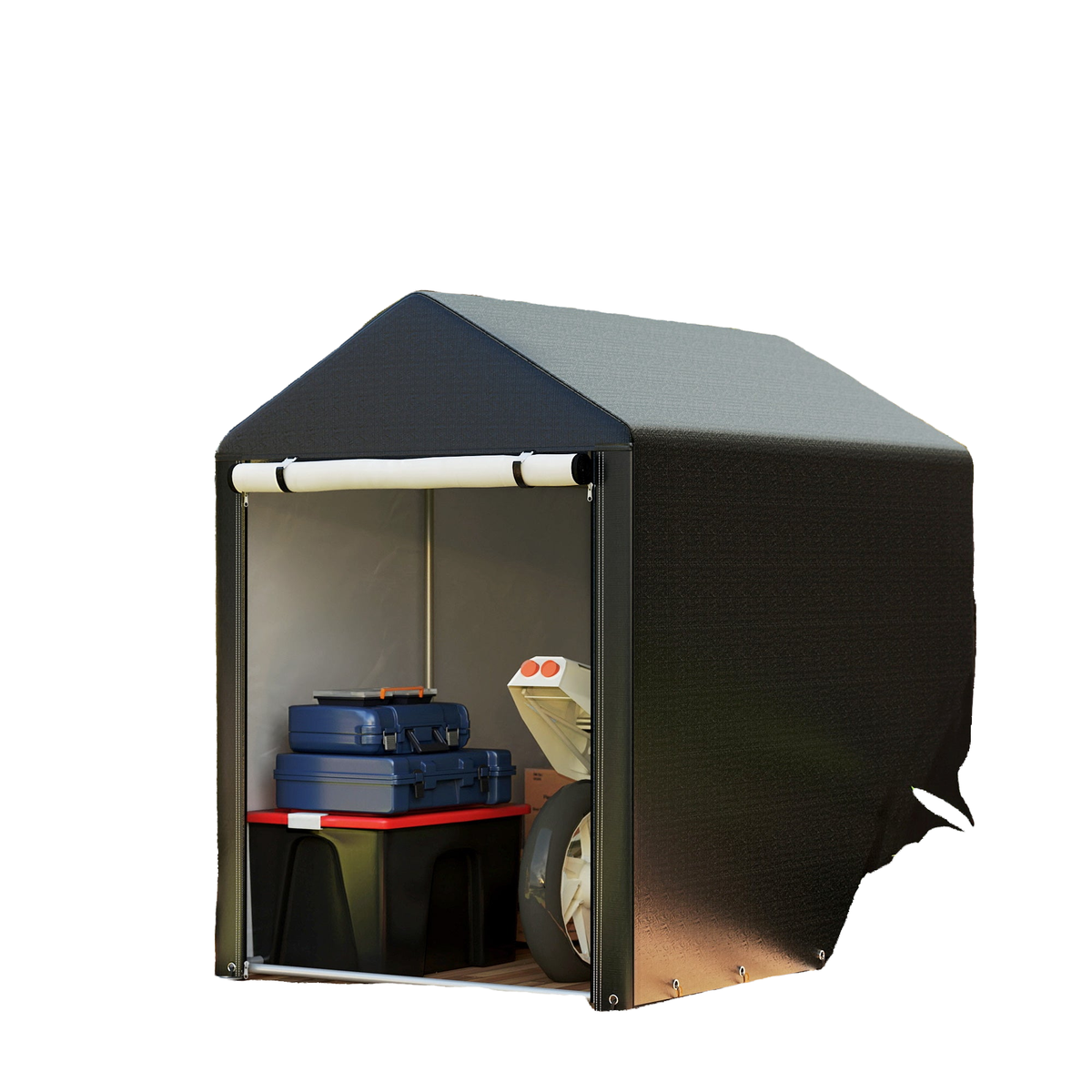 4 x 6ft Outdoor Storage Shed Tent, Portable Shed with Roll-up Door for Motorcycle, Bike, Garden Tools