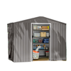 8' x 6' Outdoor Storage Shed, Metal Garden Tool Storage House with Lockable Sliding Doors and Vents, Light Grey
