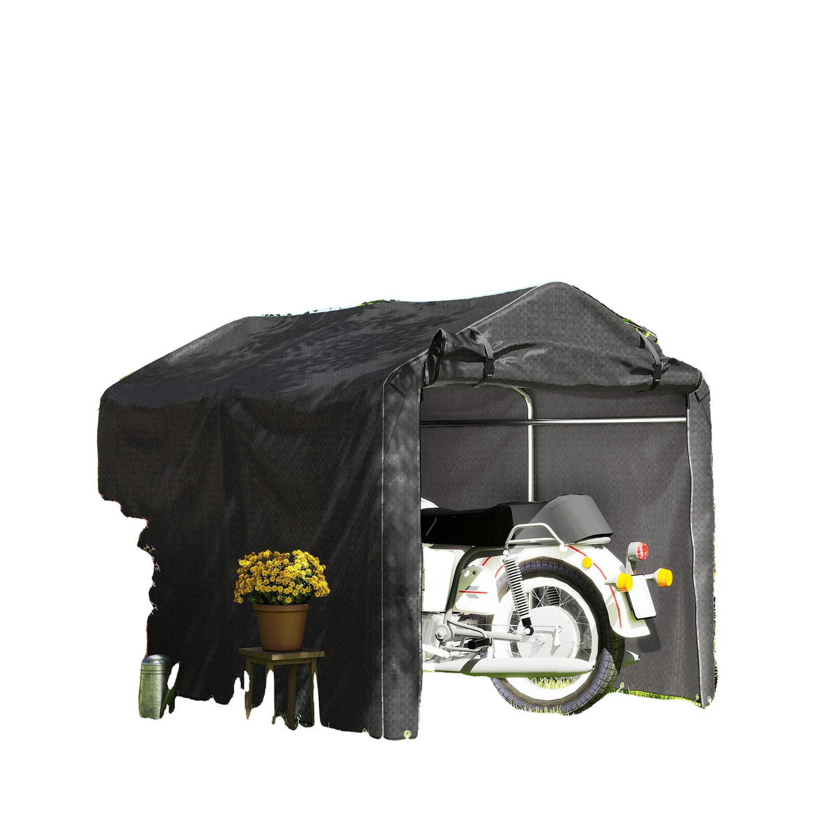 Outdoor Storage Shed, UV Resistant Bike Tent with Roll-up Zipper Door, Portable Shed for Bike, Motorcycle, Black