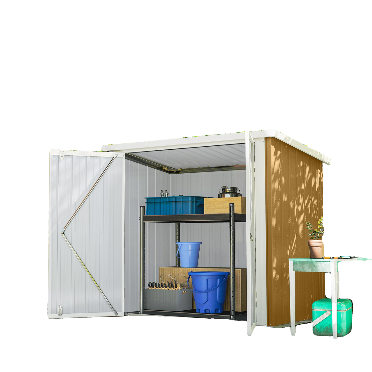 5' x 3' Metal Garden Storage Shed, Tool House with Double Doors for Backyard, Patio, Lawn