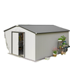 11' x 13' Garden Storage Shed w/ Foundation Kit Metal Tool Storage House w/ Double Doors White