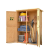 4x1.5ft Wooden Garden Storage Shed, Outdoor Tool Cabinet Organizer with Windows and Double Door, Nature Wood