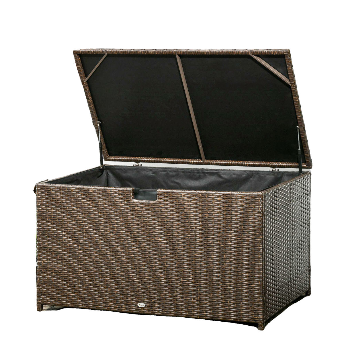 113 Gallon Outdoor Storage Box, Rattan Deck Box for Indoor, Patio Furniture Cushions, Brown