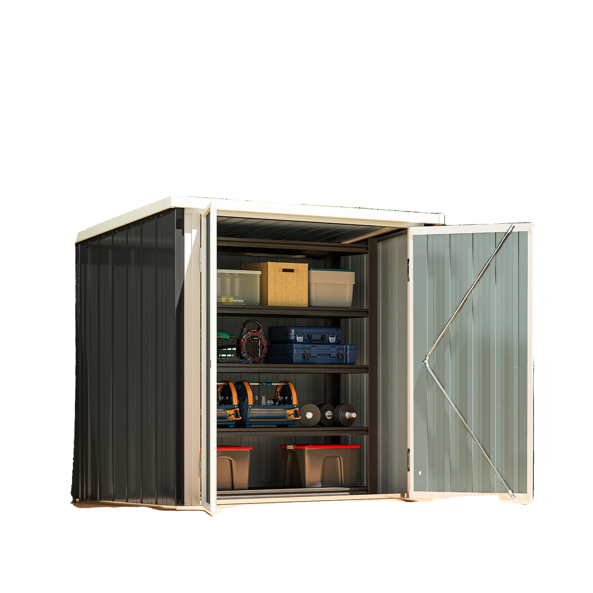 5x3 Metal Garden Storage Shed with Double Door, Durable Metal Shed for Garden, Patio, Lawn, Black