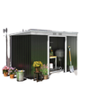9x4 Outdoor Storage Shed Galvanized Steel Garden Shed with Foundation Kit, Ventilation & Doors, Dark Grey