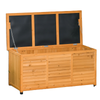 75 Gallon Wooden Storage Box patio Deck Box Bench, Garden Backyard Outdoor Storage Container with Aerating Gap & Weather-Fighting Finish, Yellow