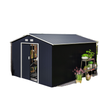 11' x 9' Metal Storage Shed Garden Tool House with Double Sliding Doors, 4 Air Vents for Backyard, Patio, Lawn Dark Grey