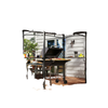 8' x 5' BBQ Grill Gazebo Tent with Double Tiered Canopy for Outdoor Sun Shade, Dark Grey