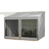 10' x 10' Wall Pergola, Outdoor Gazebo with 2 Curtains and 2 Nettings, UV Resistant, for Patio, Deck, Light Grey