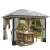10' x 10' Patio Gazebo, UPF50+ Double Roof Outdoor Gazebo Canopy with Netting and Curtains, Steel Frame, Light Grey
