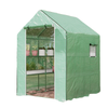 Portable Greenhouse, Walk-In Small Outdoor Green House with 2 Tier U-Shaped Flower Rack Shelves, 4.6' x 4.7', Green