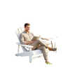 Wood Adirondack Chair, Outdoor Patio Muskoka Chair with Slatted Design for Deck, Garden, Backyard, Fire Pit, White