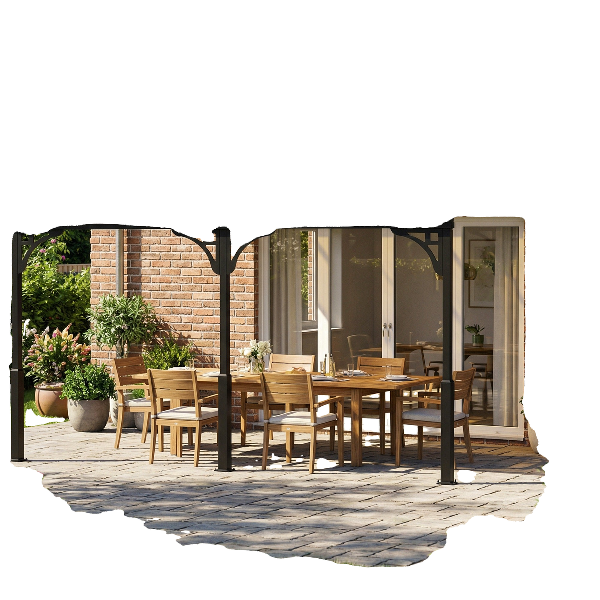 13' x 10' Lean to Gazebo, Hardtop Wall Mounted Outdoor Pergola with Polycarbonate Roof and Metal-Aluminium Frame