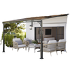 11' x 10' Outdoor Pergola, Wall Mounted Hardtop Lean-to Gazebo with Polycarbonate Roof and Metal-Aluminium Frame