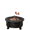 Outdoor Fire Pit, Firepit with Grill Net, Mesh Lid, Poker, for Camping, Bonfire, Picnic, Bronze
