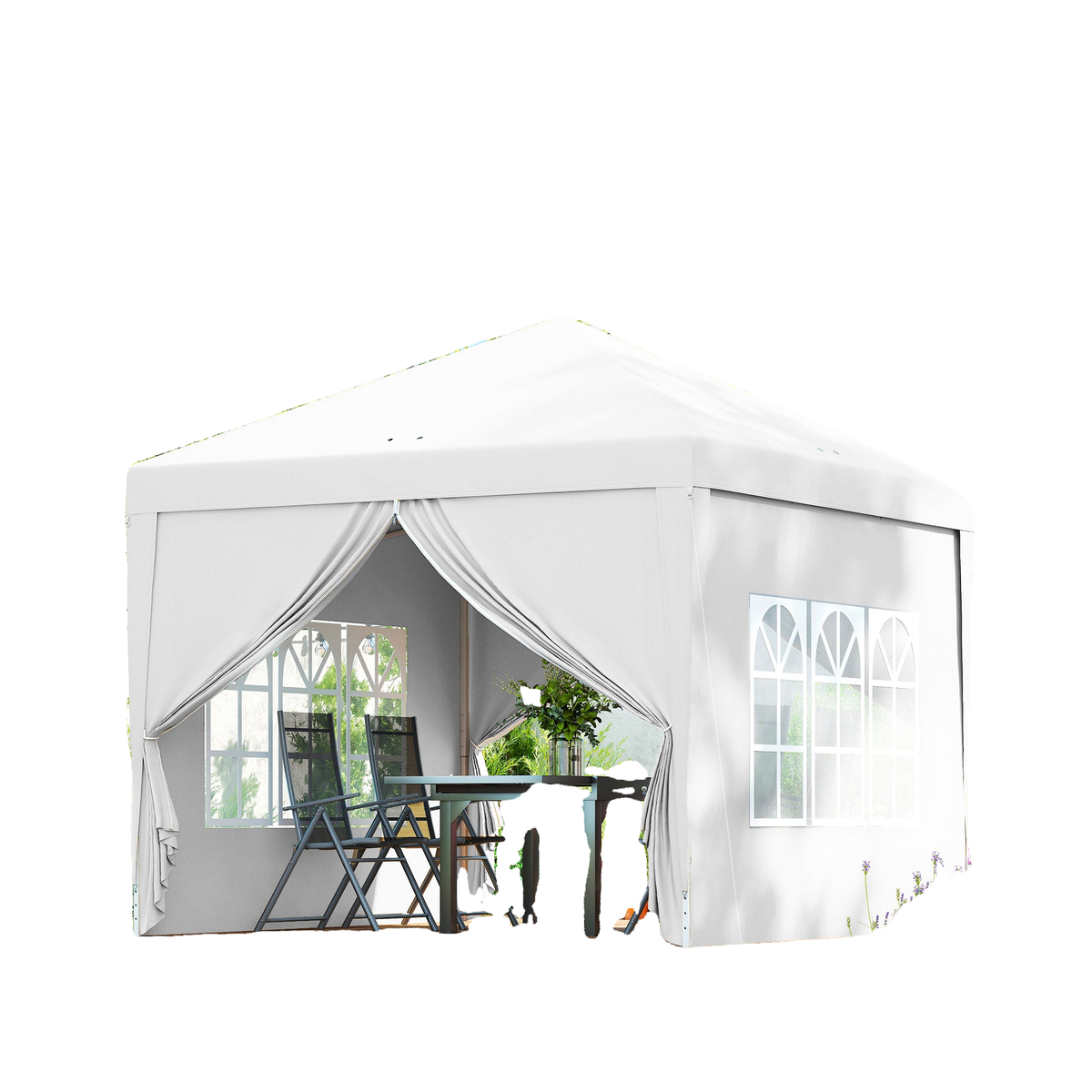 10'x10' Outdoor Pop Up Party Tent Wedding Gazebo Canopy with Carrying Bag (White)