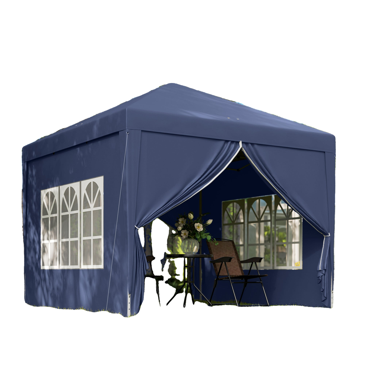 10'x10' Outdoor Pop Up Party Tent Wedding Gazebo Canopy with Carrying Bag (Blue)
