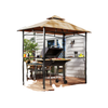 8' x 5' BBQ Grill Gazebo Tent with Double Tiered Canopy for Outdoor Sun Shade, Khaki