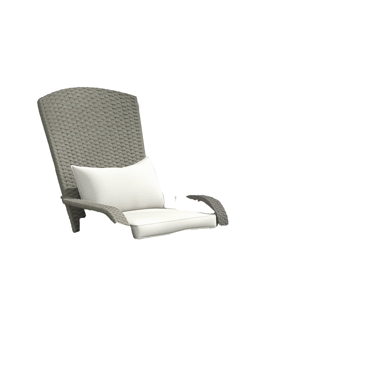 Wicker Adirondack Chair with Ottoman, Patio Cushioned Muskoka Chair, Outdoor Fire Pit Chair with High-back and Armrests, for Deck, Garden, Backyard, Grey/Cream White