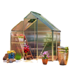 6' x 4' x 6.6' Walk-in Greenhouse, Polycarbonate Greenhouse with Adjustable Roof Vent, Base, Sliding Door, Clear
