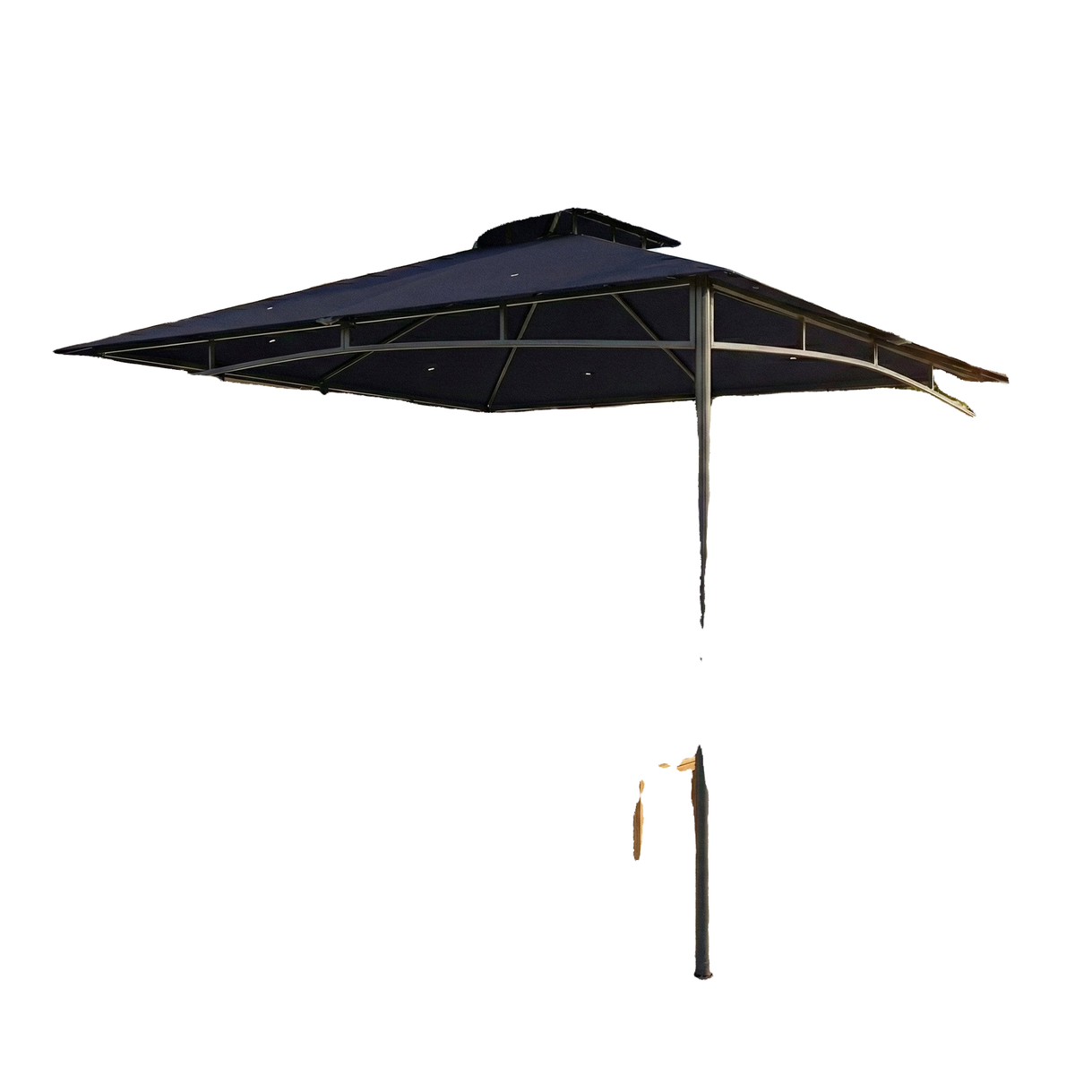 10' x 10' Gazebo, Soft Top Outdoor Gazebo with 2-Tier Roof, Metal Frame, Navy Blue