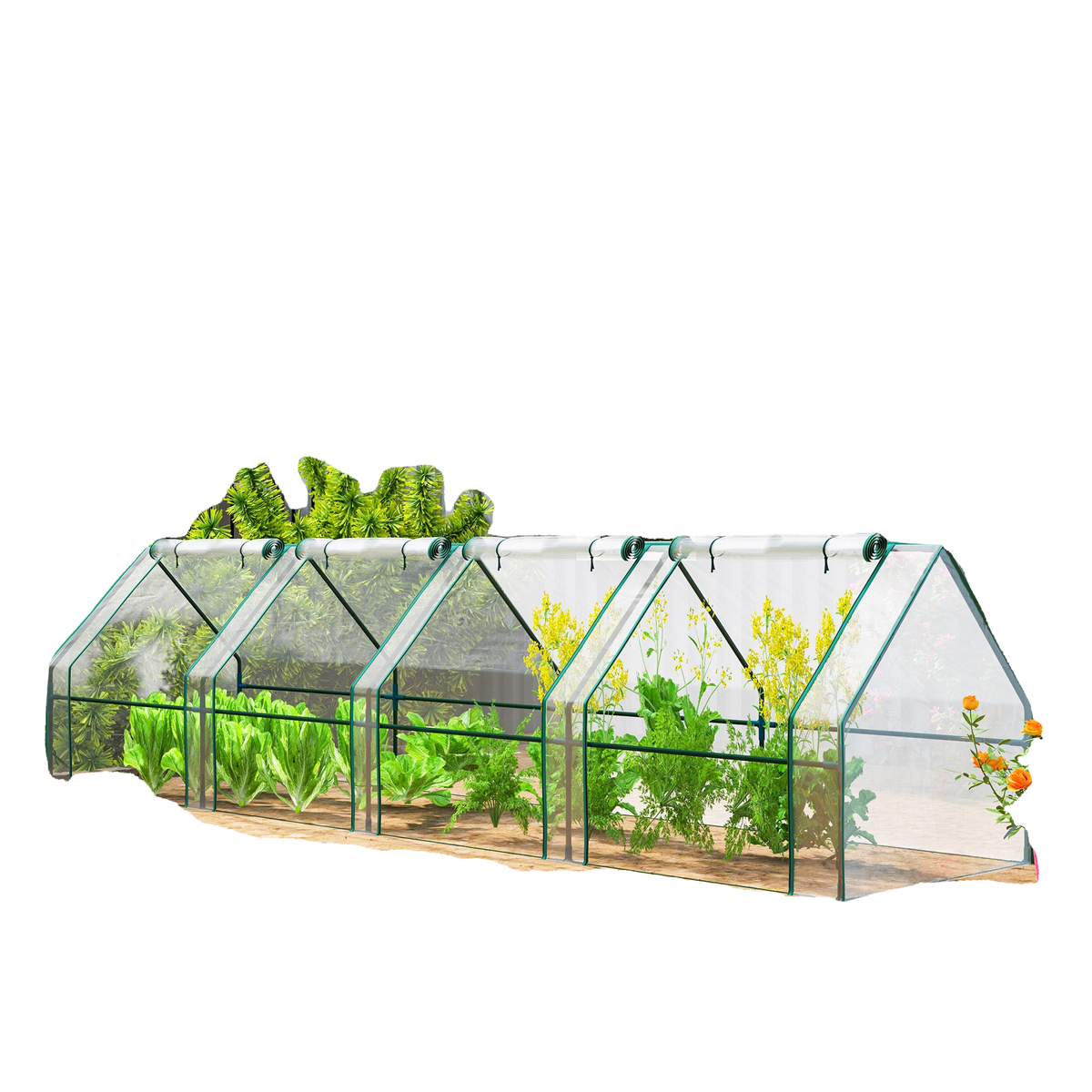 Portable Mini Greenhouse Tunnel Growing Tent Plants Flower Warm House w/ Zippered Roll-up Doors, Clear