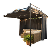 10' x 10' Retractable Pergola Canopy, Outdoor Pergola with Curtains, Metal Garden Gazebo Sun Shade Shelter for Patio