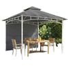 10' x 10' Patio Gazebo, Double Roof Outdoor Gazebo Canopy Shelter with Storage, Hook, Metal Frame, Dark Grey