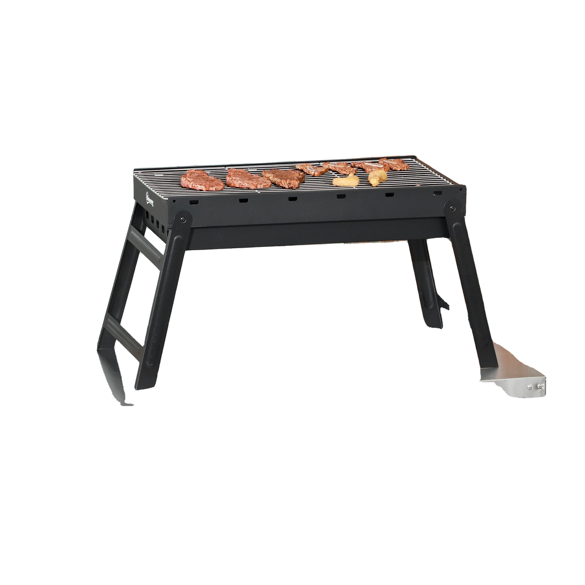 Portable Charcoal Grill with Pull-Out Charcoal Basin, Folding Tabletop Barbecue, Compact Camping BBQ, Black