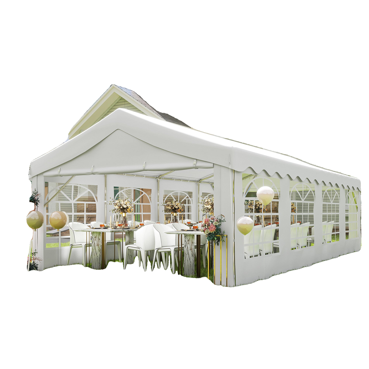 13'x26' Heavy Duty Large Party Tent & Carport with Removable Sidewalls, Windows, Portable Garage Canopy Tent, White