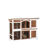 Two-Tier Wooden Rabbit Hutch with Openable Roof, Slide-Out Tray
