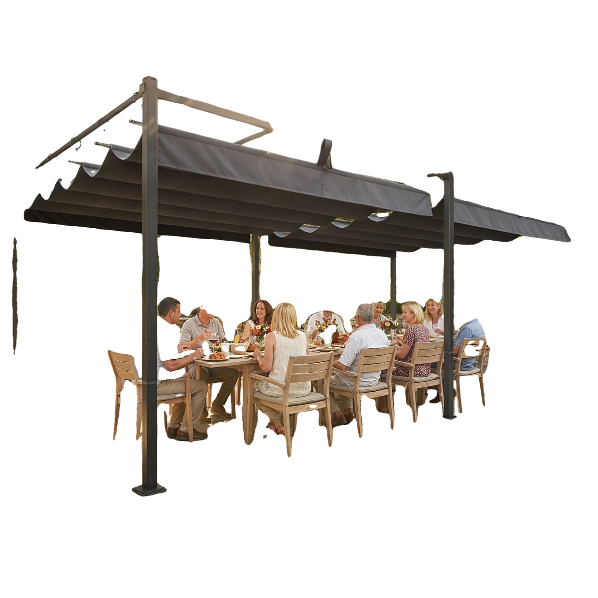 19' x 10' Pergola with Retractable Canopy, Patio Pergola with Sun Shade Shelter, UV50+, for Patio, Garden, Dark Grey