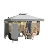 10' x 10' Canopy Gazebo, Double Roof Patio Gazebo with Screen Panels and Metal Frame for Deck, Backyard, Light Grey