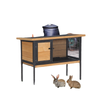 Rabbit Hutch, Wooden Bunny Cage Indoor Outdoor Bunny Hutch with Tray and Openable Water-Resistant Roof, Yellow
