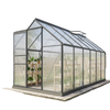 6' x 12' x 6.5' Polycarbonate Greenhouse, Walk-in Green House with Adjustable Roof Vent Galvanized Base Sliding Door Rain Gutter for Outdoor Garden Backyard, Charcoal Grey
