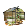 6' x 8' x 6.4' Polycarbonate Greenhouse, Aluminum Walk-In Green House Kit Garden, Plants Grow with Rain Gutter and Roof Vent, Charcoal Grey