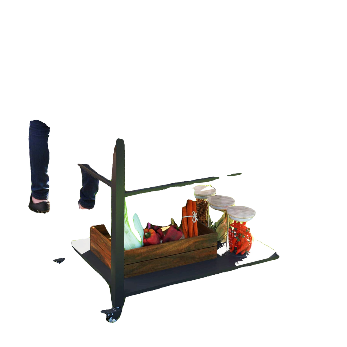 3-Tier Outdoor Grill Dining Cart with Storage Rack, Pizza Oven Stand with Side Handle, 4 Wheels for Backyard Party