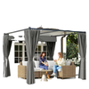 10' x 10' Retractable Pergola Canopy with Sidewalls, Metal Outdoor Gazebo Sun Shade Shelter, Dark Grey