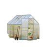 6' x 8' x 6.5' Walk-in Greenhouse, Polycarbonate Greenhouse with Adjustable Roof Vent, Base, Sliding Door, Clear